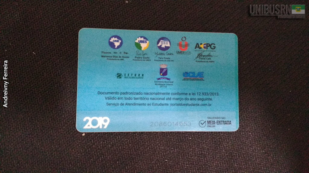 Natal: Carteiras de estudante têm validade prorrogada mais uma vez 2 Carteira de estudante Andreivny