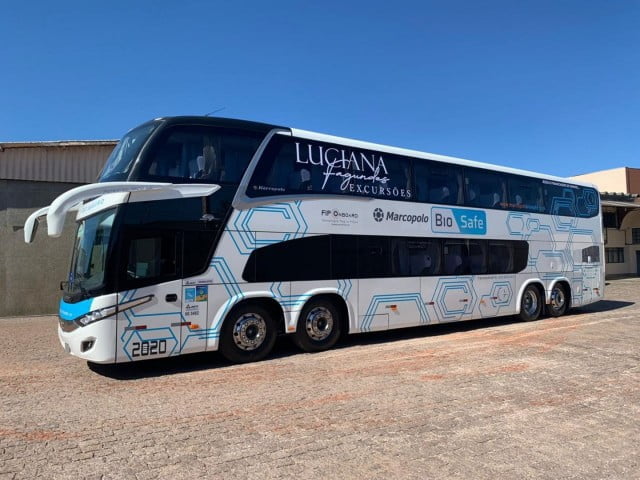 Paraná recebe o primeiro ônibus de dois andares do Brasil com soluções Marcopolo Biosafe 2 b2ap3 medium Marcopolo Paradiso New G7 1800 Double Decker com solues de biossegurana Marcopolo BioSafe