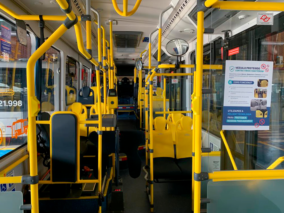 ChromaLíquido cria proteção contra vírus e bactérias para ônibus 2 tecido antiviral Technibus