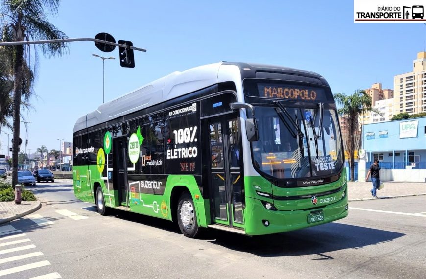 SP: Testes com ônibus elétrico da Marcopolo pela Suzantur em Santo André prosseguiram no fim de semana