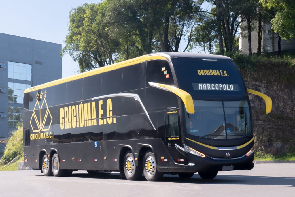 Criciúma EC recebe ônibus novo em temporada de volta à Série A do Brasileirão 2 Divulgacao Marcopolo Criciuma EC Scania