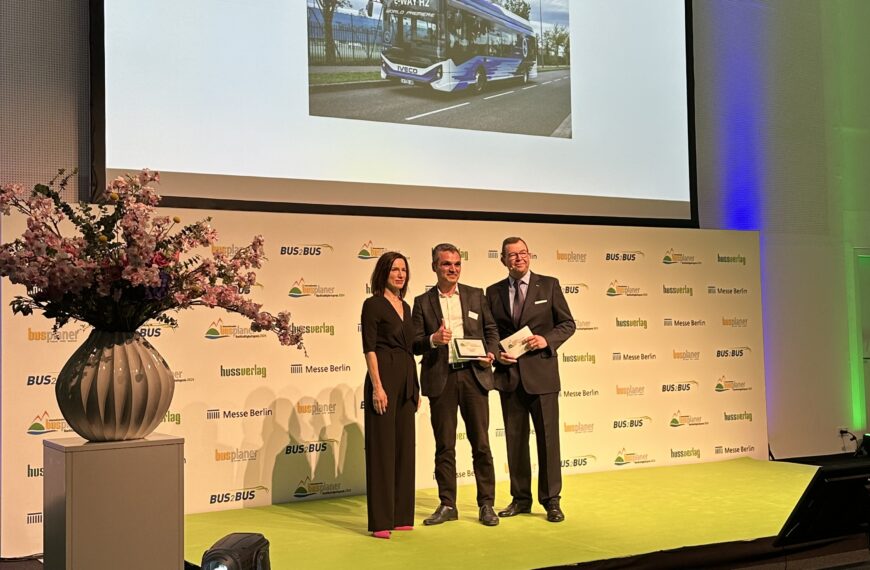 Iveco recebe prêmio internacional de sustentabilidade por ônibus movido a hidrogênio