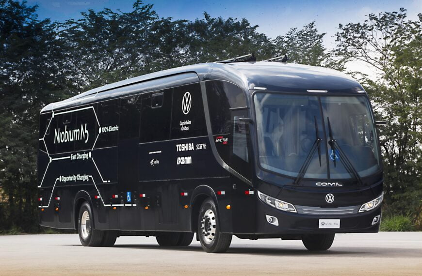 Ônibus elétrico com bateria de nióbio começa a ser testado pela Volkswagen