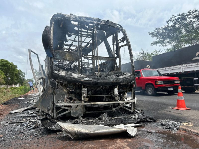 Ônibus da Expresso Guanabara pega fogo próximo a Teresina 4 Ônibus da Expresso Guanabara pega fogo próximo a Teresina