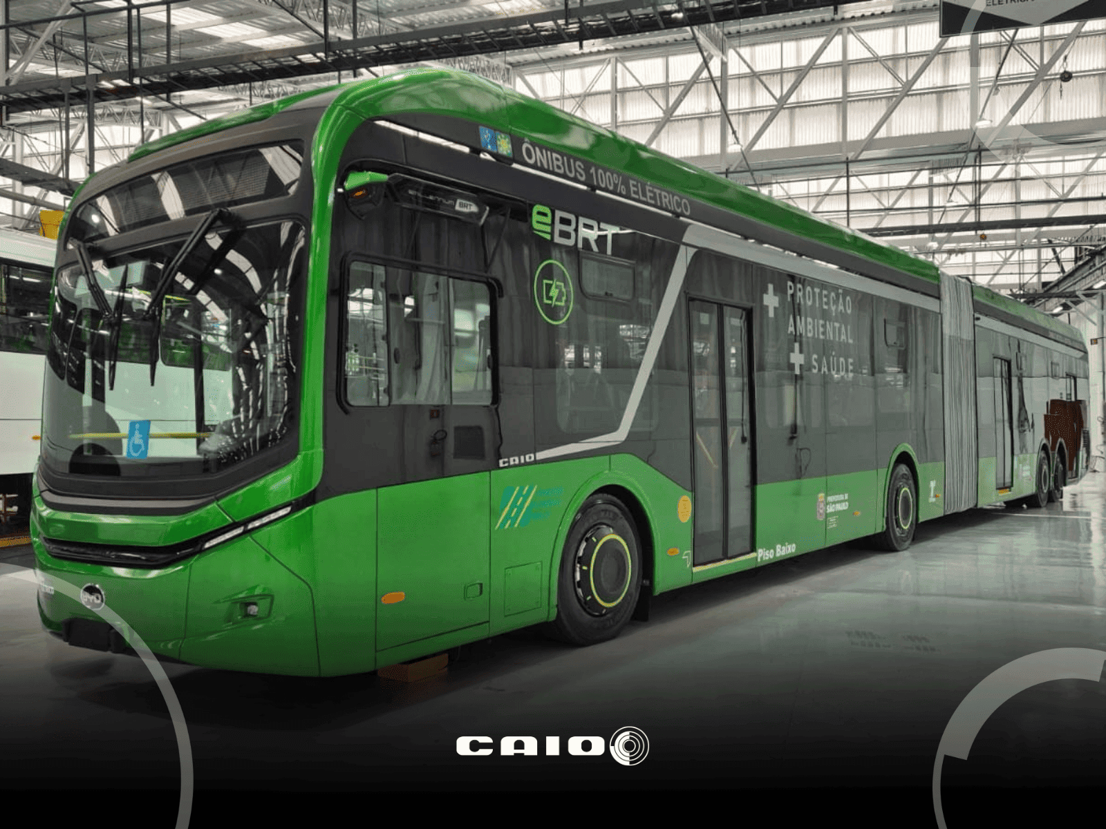 Caio apresenta ônibus elétrico articulado para operação em corredores BRT