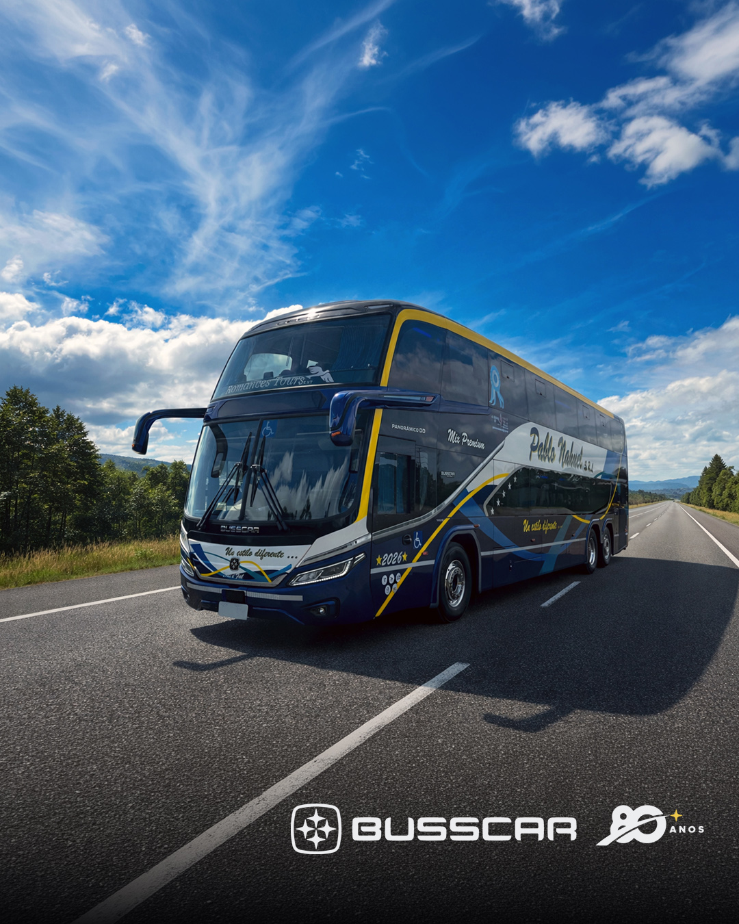 Busscar entrega ônibus Panorâmico DD NB1 à empresa Pablo Nahuel com foco em conforto e tecnologia