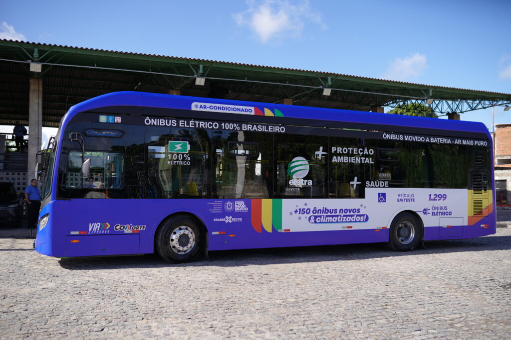 Grande Recife inicia testes com ônibus elétrico e prepara chegada de 100 veículos à frota metropolitana