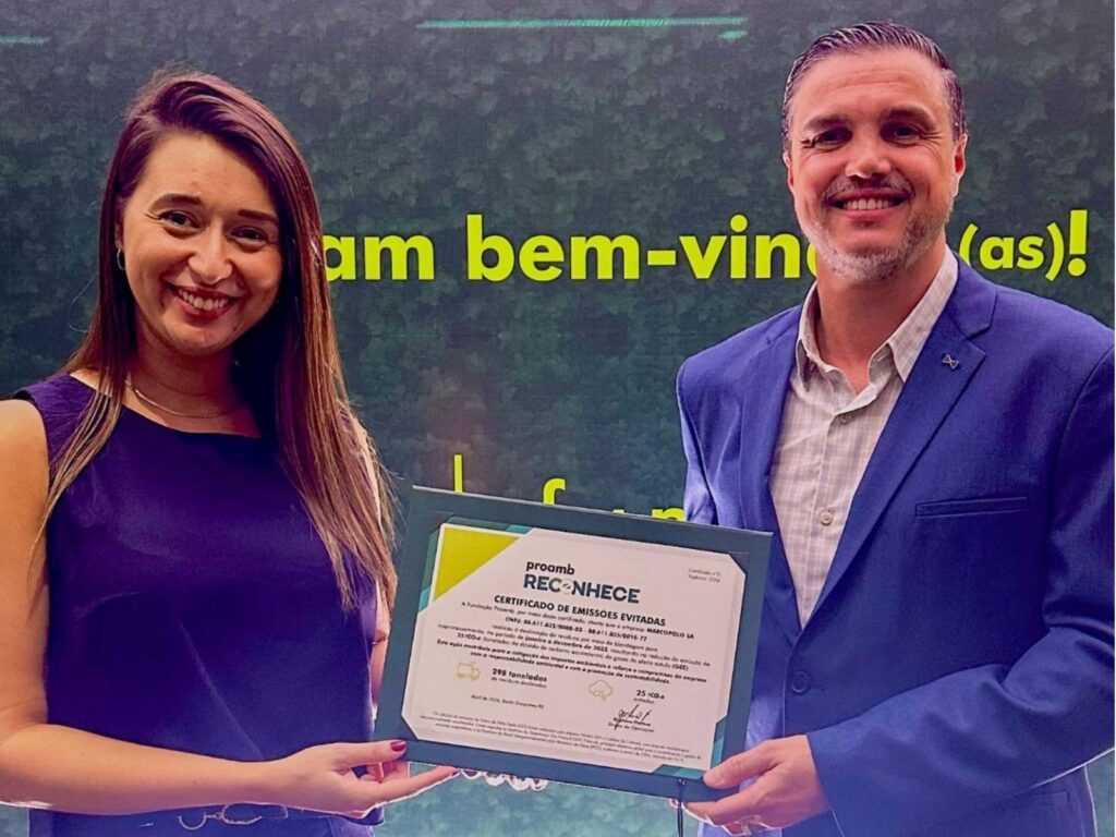 Marcopolo recebe certificado por redução de emissões de CO2 em processos industriais