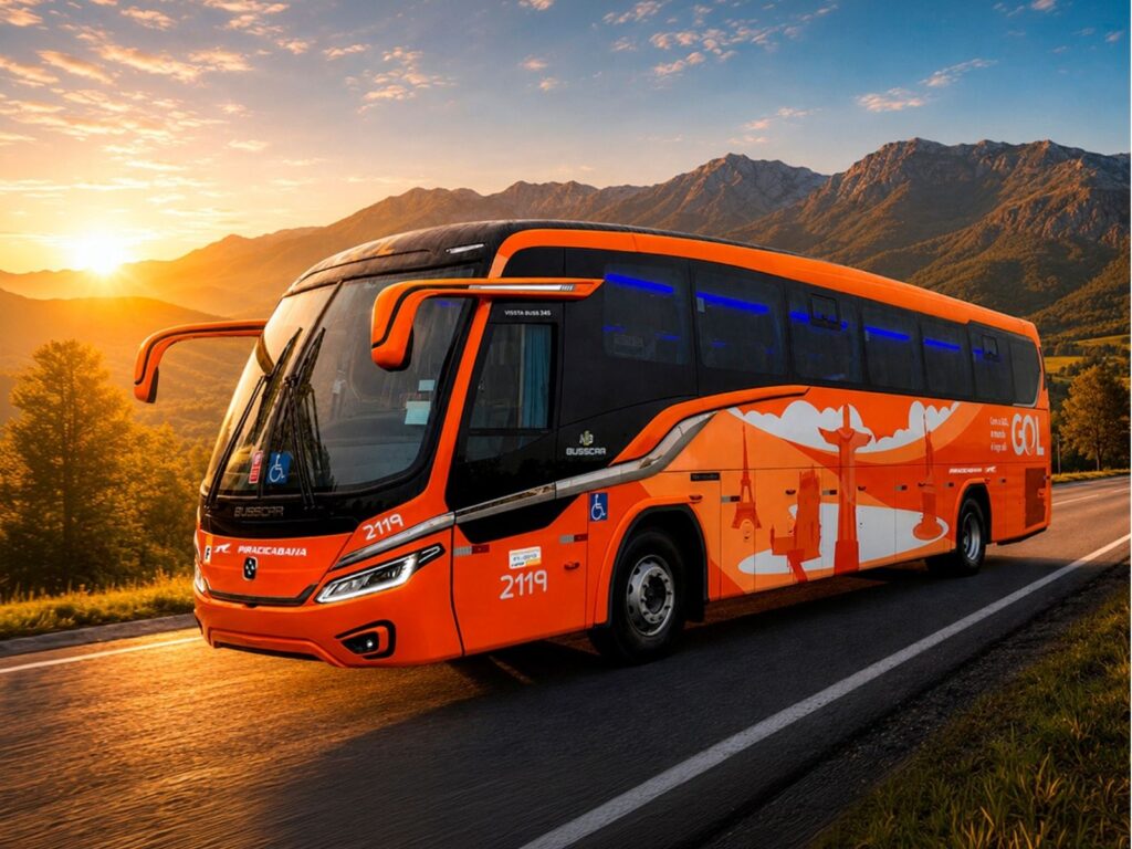 Busscar entrega sete ônibus à Piracicabana para transporte de equipes da GOL entre aeroportos de São Paulo